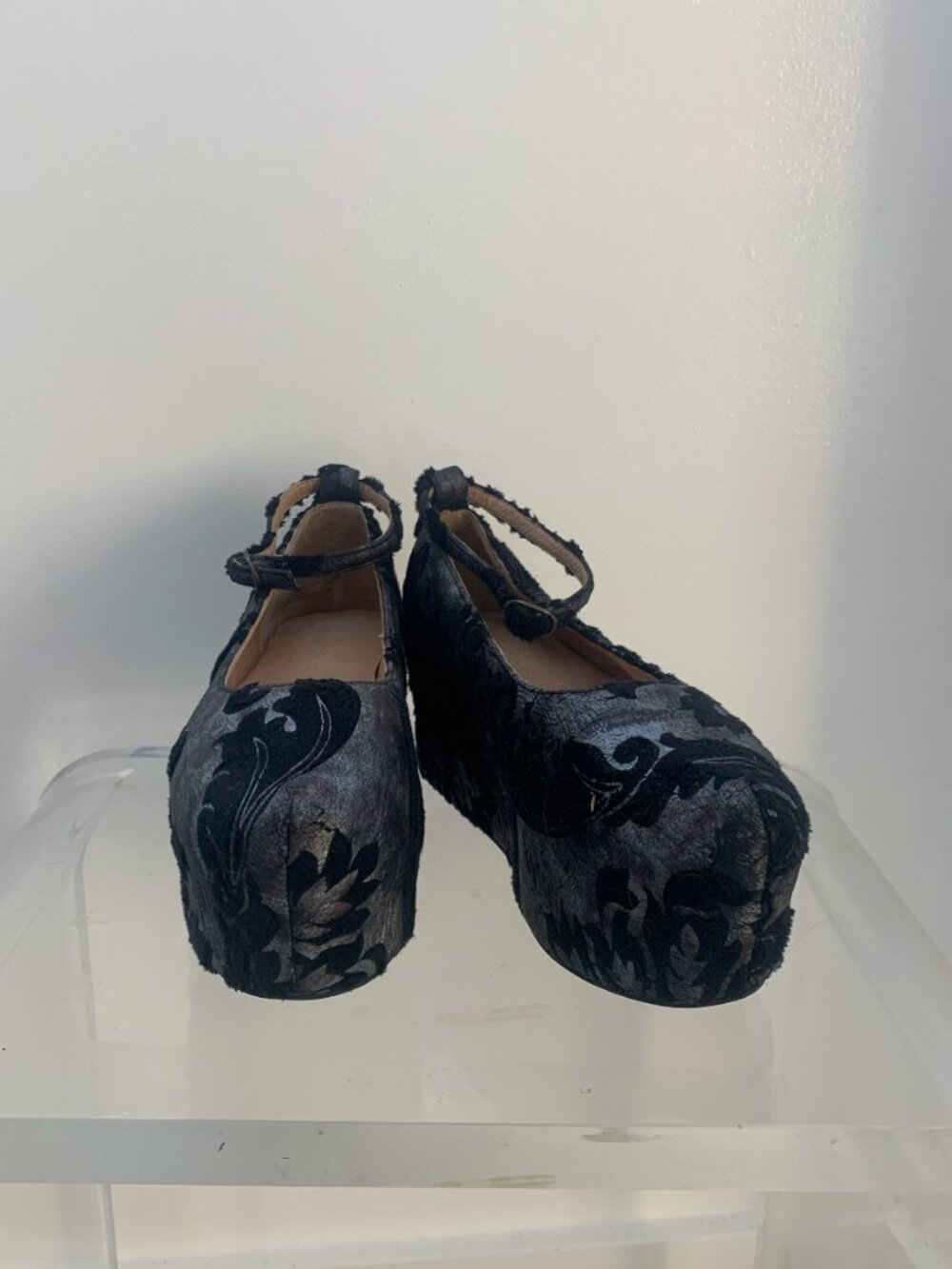 Havana Last Jeffrey Campbell- cutout velvet platforms with ankle strap